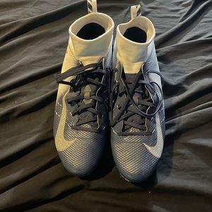 Navy Blue and White Nike Football Cleats